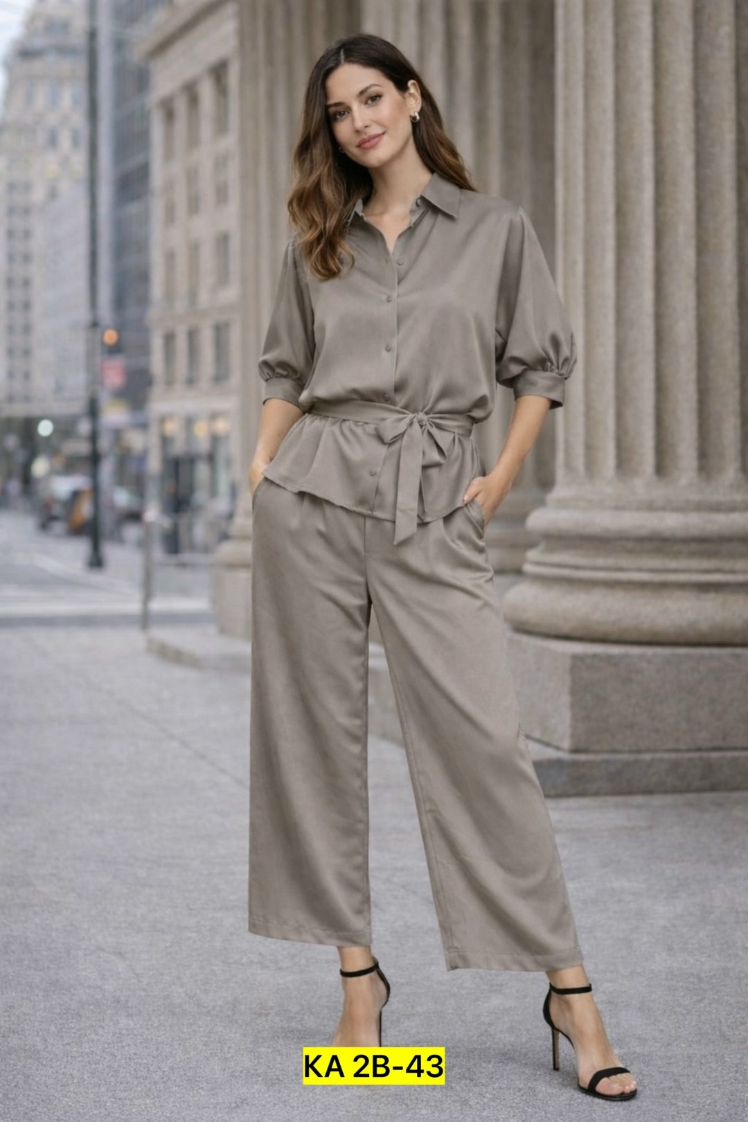 брюки палаццо zarina iconic размер xs (ru 42) бежевый,костюм женский с брюками палаццо,летний костюм с брюками палаццо,широкие брюки,блузка с брюками палаццо