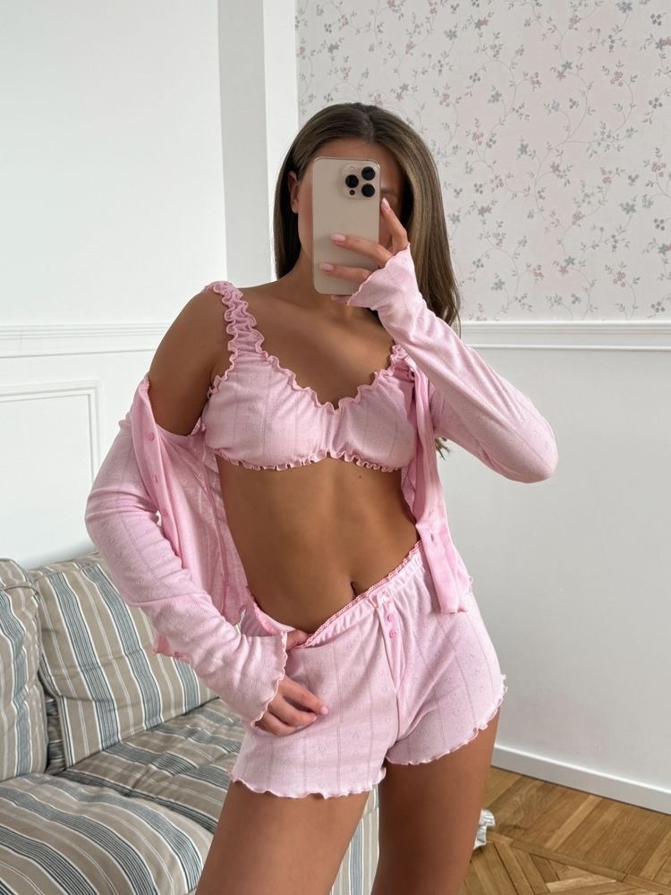 пижама с шортами и кофтой,пижама с шортами трикотажный комплект,пижама,пижама с шортами и топом,пижама женская с шортам