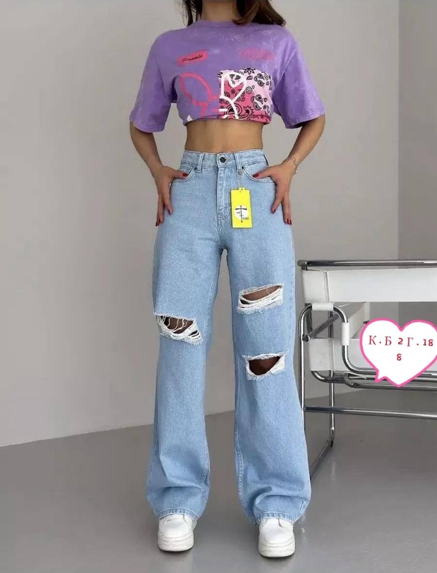джинсы трубы рваные с дырками широкие,джинсы с дырками,джинсы трубы рваные с дырками широкие arttimes 22254378,рваные джинсы на коленках,джинсы широкие женские