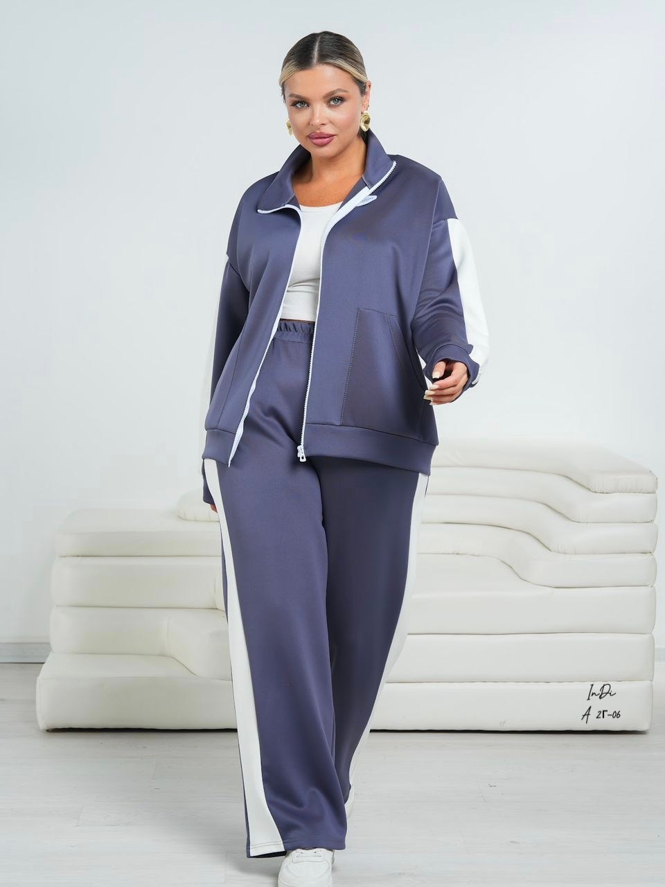 женские спортивные костюмы,костюмы для полных женщин,спортивный костюм больших размеров с брюками паллацо janna collection,cпортивный костюм больших размеров,женский костюм
