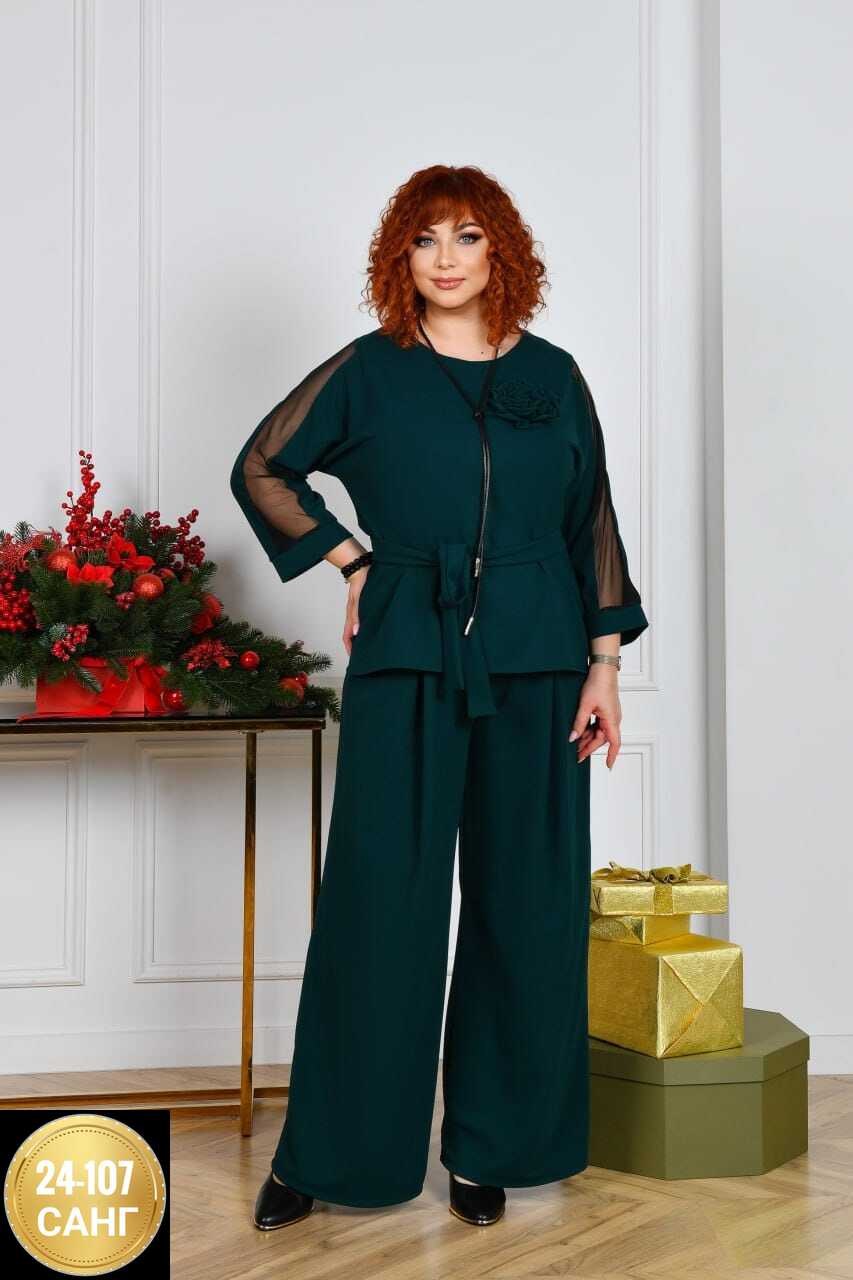брючный костюм двойка из шелка больших размеров леди агата,брючной костюм,женские брючные костюмы больших размеров,брючный комплект,костюм брючный праздничный