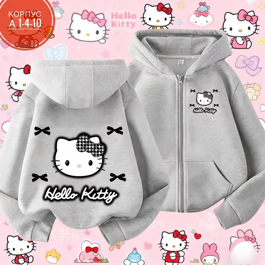 толстовка с капюшоном для девочки,толстовка,толстовка детская,одежда для девочек,толстовка hello kitty