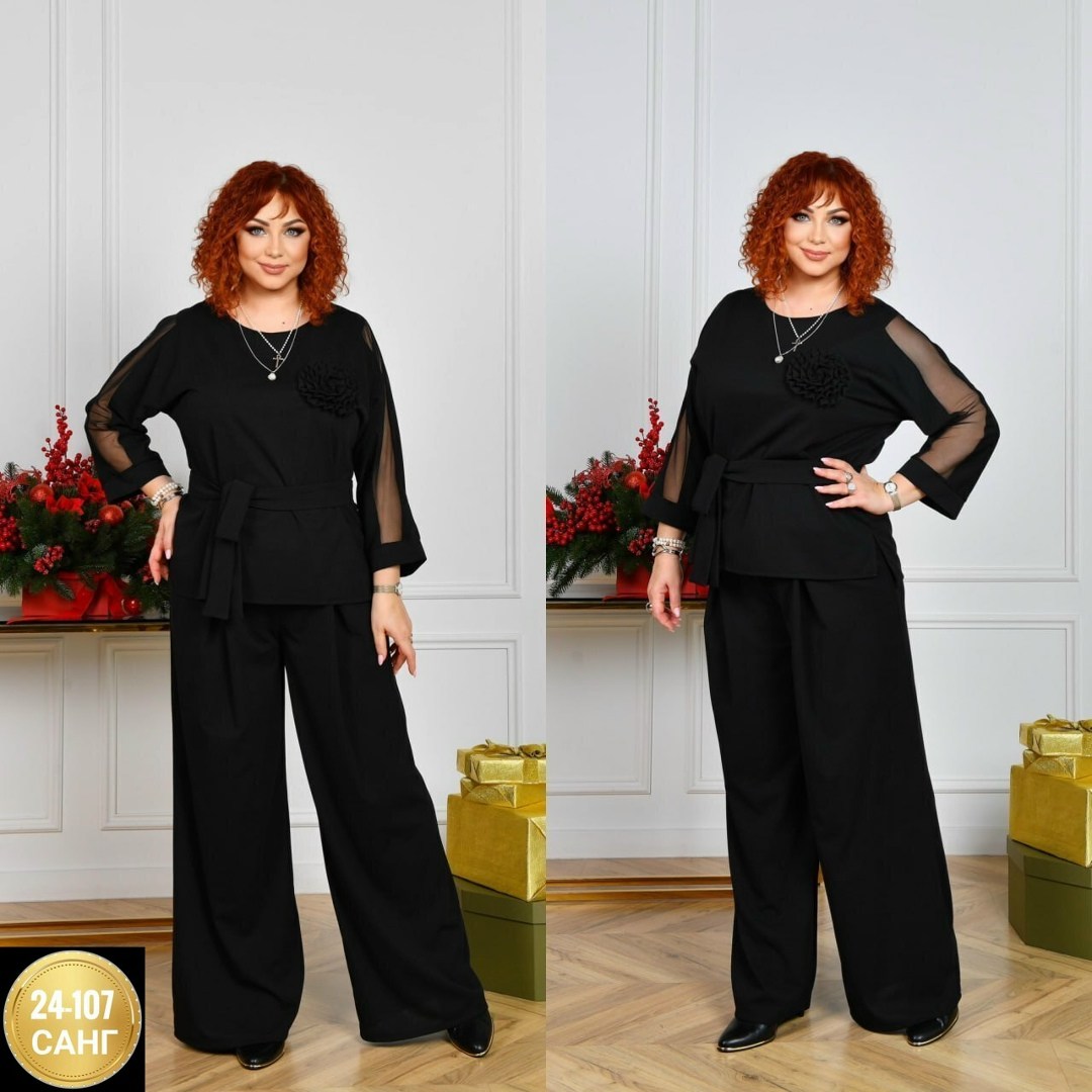 брючный костюм двойка из шелка больших размеров леди агата,брючной костюм,женские брючные костюмы больших размеров,брючный комплект,костюм брючный праздничный