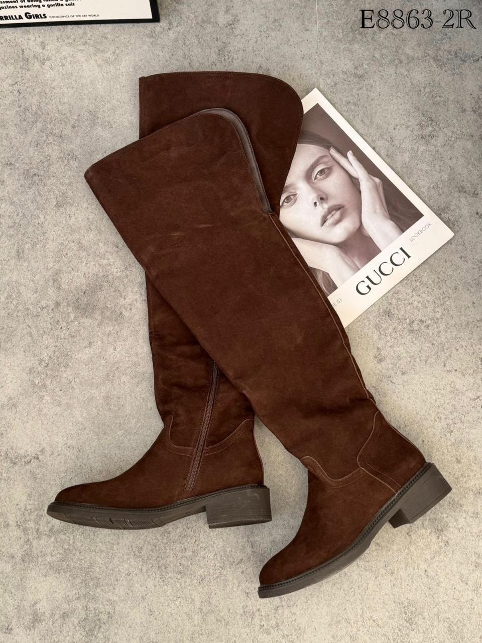 замшевые сапоги эллос,сапоги ботфорты,сапоги коричневый женские,коричневые высокие сапоги,сапоги женские