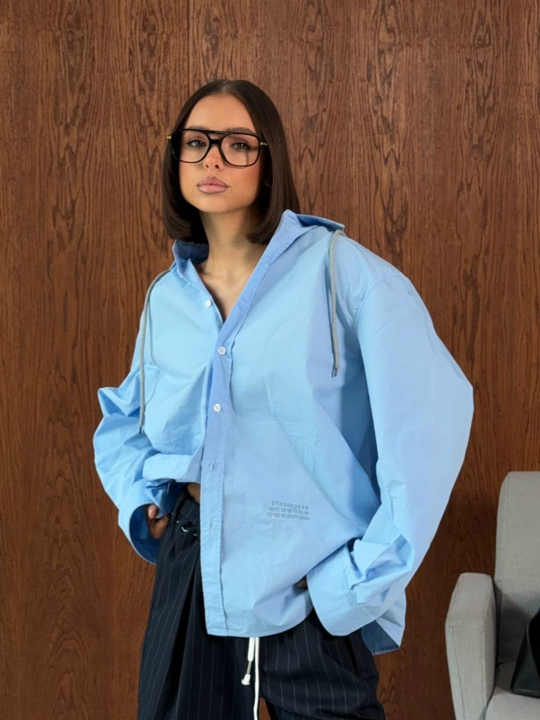 хлопковая оверсайз рубашка,рубашка annete 875 голубая оверсайз,рубашка голубая оверсайз,женская рубашка оверсайз,женская рубашка