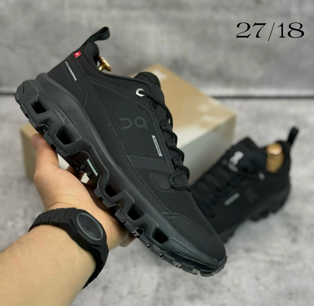 кроссовки,черные кроссовки,черные водонепроницаемые кроссовки cloudwander on,мужские кроссовки,кроссовки on cloudwander black с водоотталкивающими свойствами и амортизацией cloudtec ®