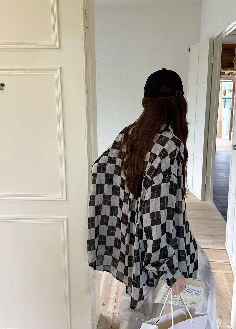 рубашка женская в клетку оверсайз,клетчатая рубашка,женская клетчатая рубашка,повседневная рубашка,женская рубашка в клетку