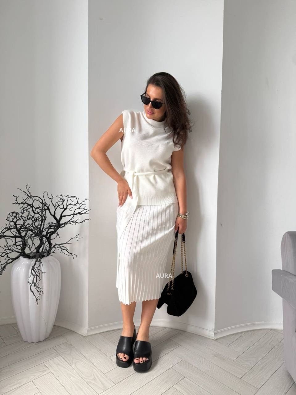 платье трикотажное,трикотажное платье миди,юбка трикотажная плиссе emberens,летнее платье,платье женское белое