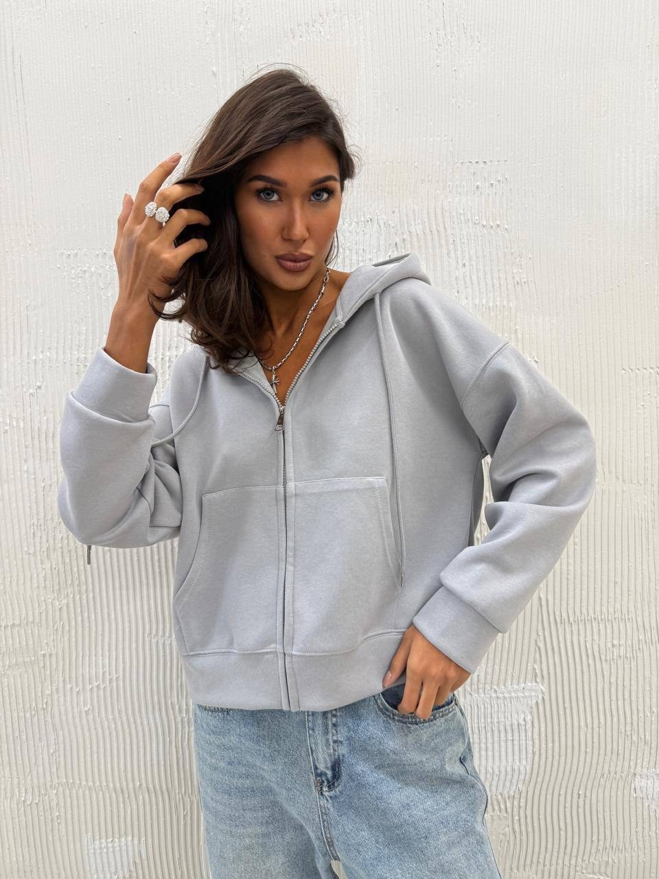 кофта на флисе,женская толстовка,кофта оверсайз с капюшоном на молнии samarshop цвет черный,кофта оверсайз с капюшоном на молнии,кофта на молнии зипка оверсайз