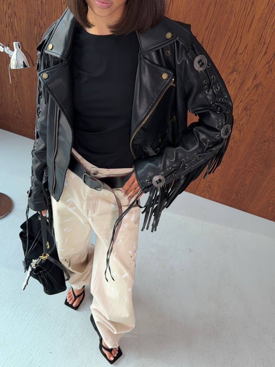 куртка кожаная,куртка косуха,косуха оверсайз,косуха с бахромой