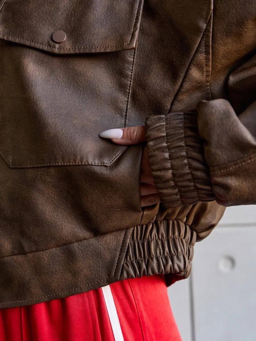 куртки кожаные женские,куртка бомбер оверсайз кожаная c&c fashion,куртка бомбер женская,кожаная куртка коричневая,кожаная куртка