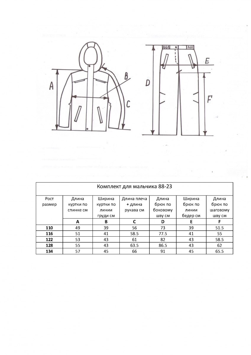 таблица размеров куртки,длина куртки,размер куртки,горнолыжные костюмы,горнолыжный костюм для мальчика