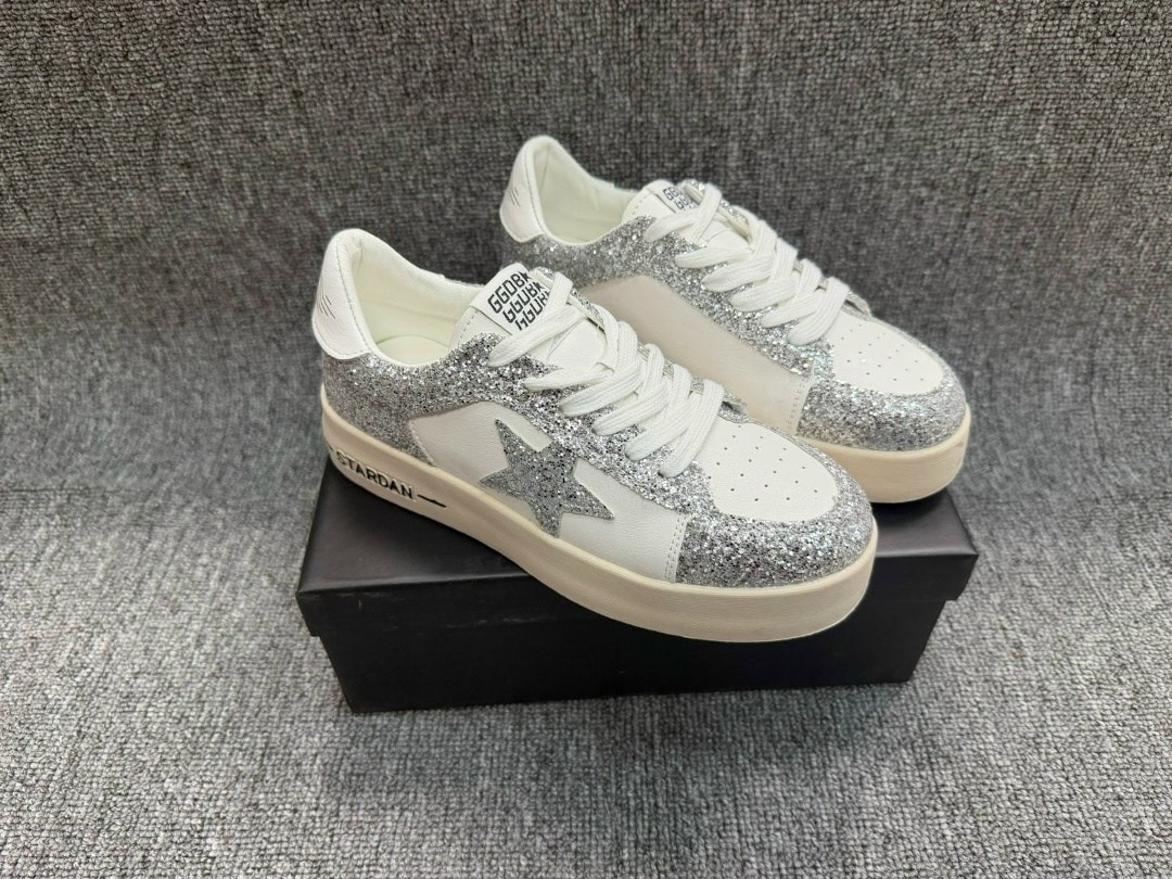 golden goose кеды hi star с блестками белый,,кроссовки golden goose wmns stardan white silver glitter,кеды женские golden goose,кеды женски