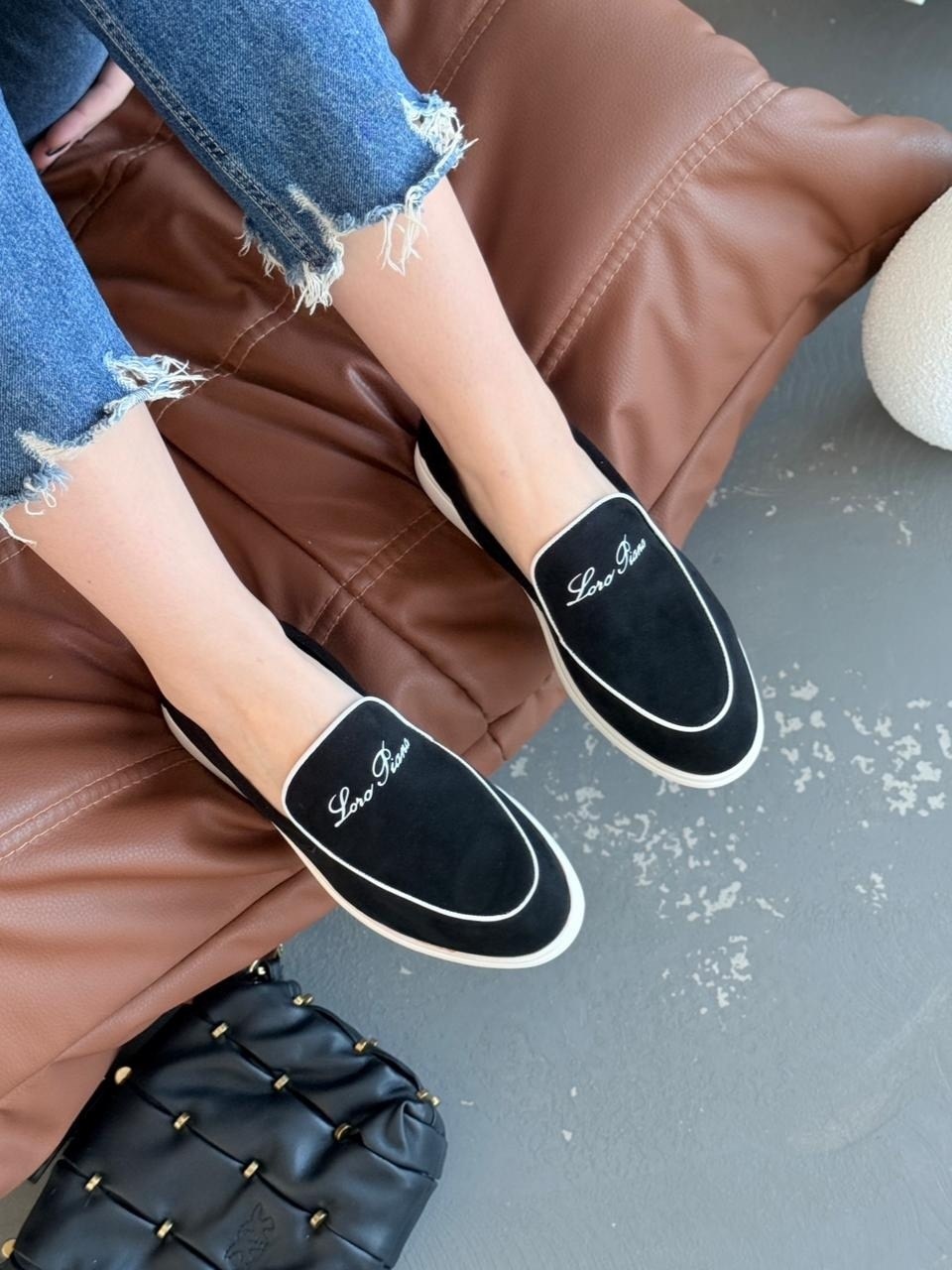 лоферы из натуральной замши loro piana,,лоферы loro piana,лоферы loro piana summer walk,лоферы женские