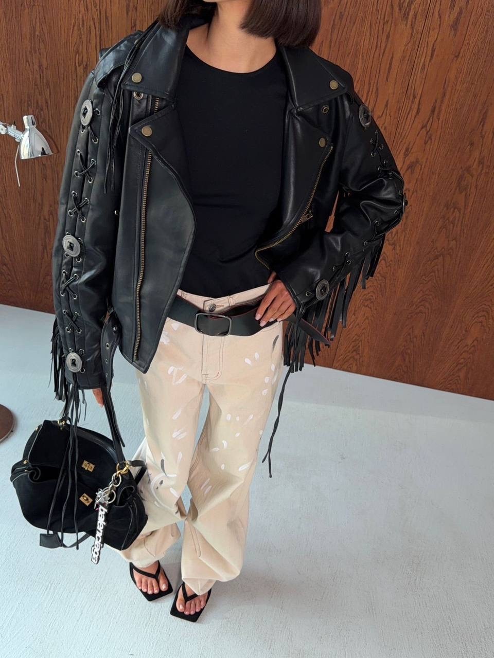 куртка кожаная,куртка косуха,косуха оверсайз,косуха с бахромой