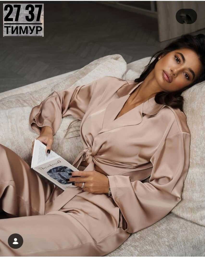 шелковый костюм в пижамном стиле,костюм в пижамном стиле из премиального шелка черный,комплект домашний женский queenderwear zhadi серый m,атласный костюм женский в пижамном стиле,пижама со штанами ше