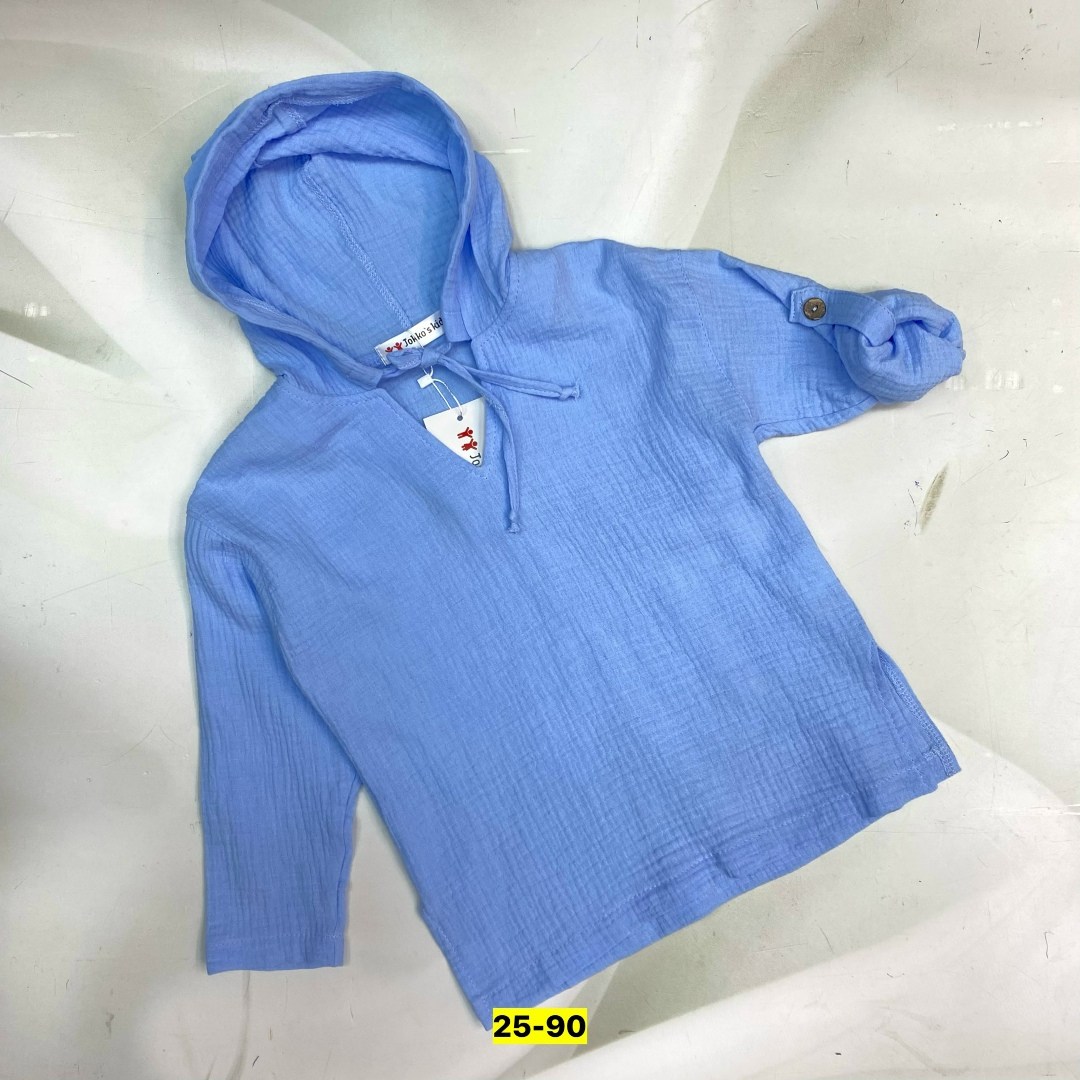 муслиновая рубашка с капюшоном для мальчика,рубашка с капюшоном,рубашка с капюшоном из муслина,рубашка с капюшоном для мальчика,кофта с капюшоном