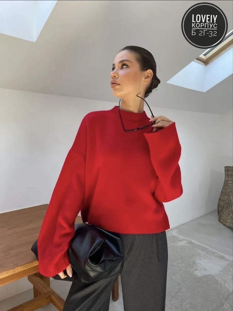 красный свитер,свитера женские,свитер женский оверсайз,свитер,красный свитер оверсайз