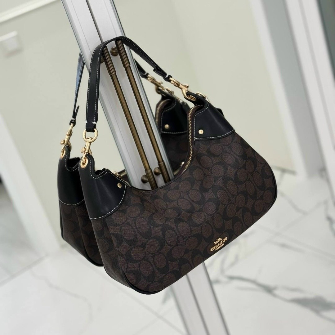 сумка coach,coach сумка женская,сумка женская coach из кожи,сумка coach через плечо,сумка-хобо тери coach золотой/коричневый/черный