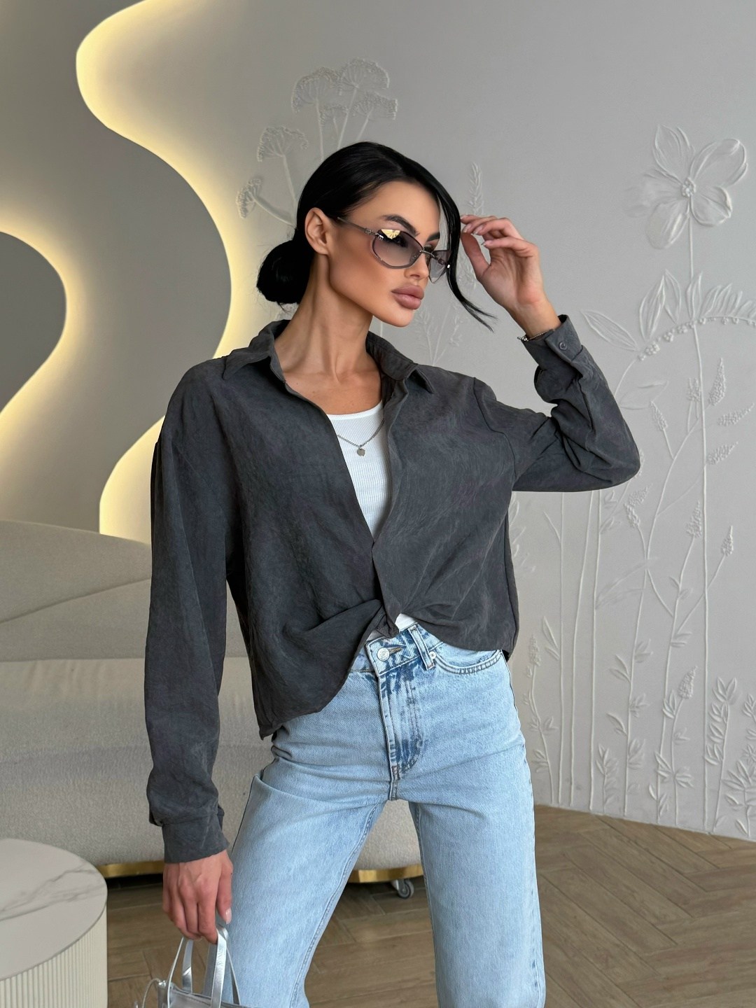 женская рубашка,серая вельветовая рубашка,рубашка стильная,блузка серая,рубашка