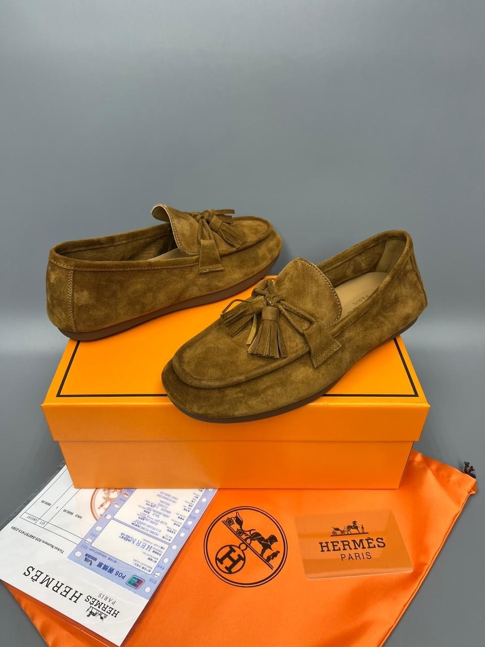 замшевые лоферы,,замшевые лоферы hermes,женские замшевые лоферы,коричневые лоферы