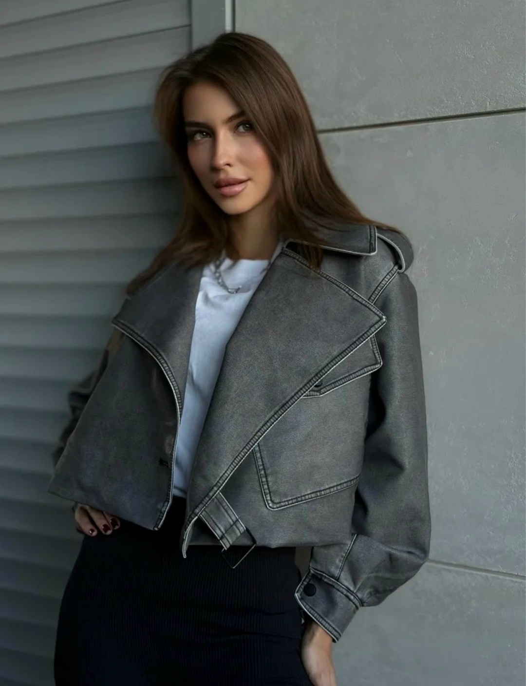 косуха женская куртка кожаная oversize,косуха кожаная,кожаная куртка косуха janna banana цвет серый,куртка косуха женская из экокожи,косуха винтажная куртка кожаная oversize серая monyken