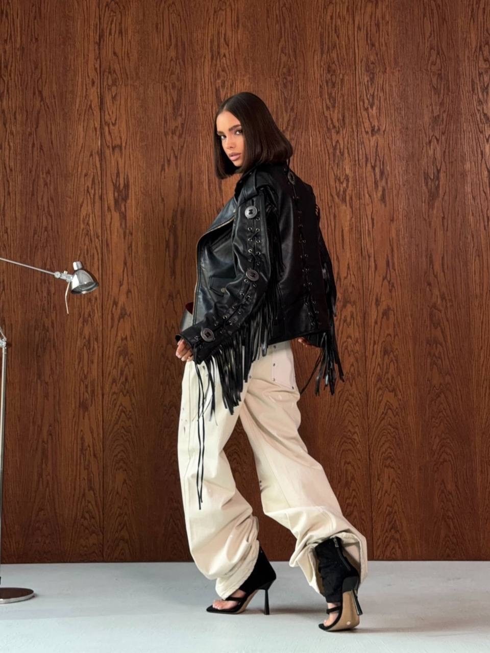 куртка кожаная,куртка косуха,косуха оверсайз,косуха с бахромой