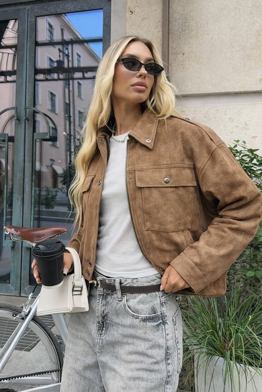 замшевый бомбер укороченный на осень vantaime 338766884,куртка замш,куртка замшевая,куртка из замши,замшевый бомбер укороченный на осень vantaime