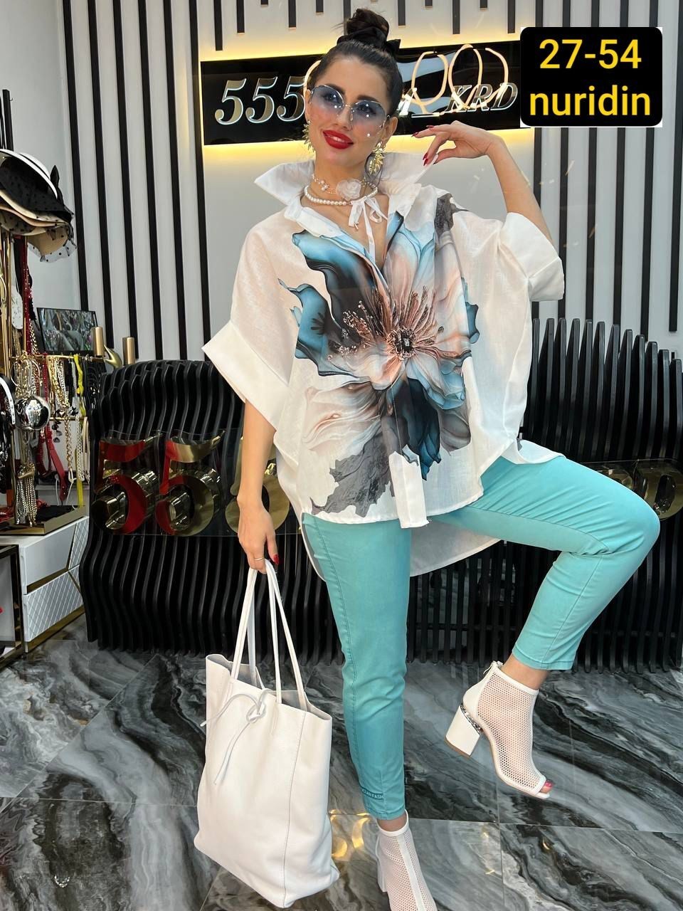 женская рубашка,костюм женский,костюм стильный,рубашка с цветком,летние костюмы