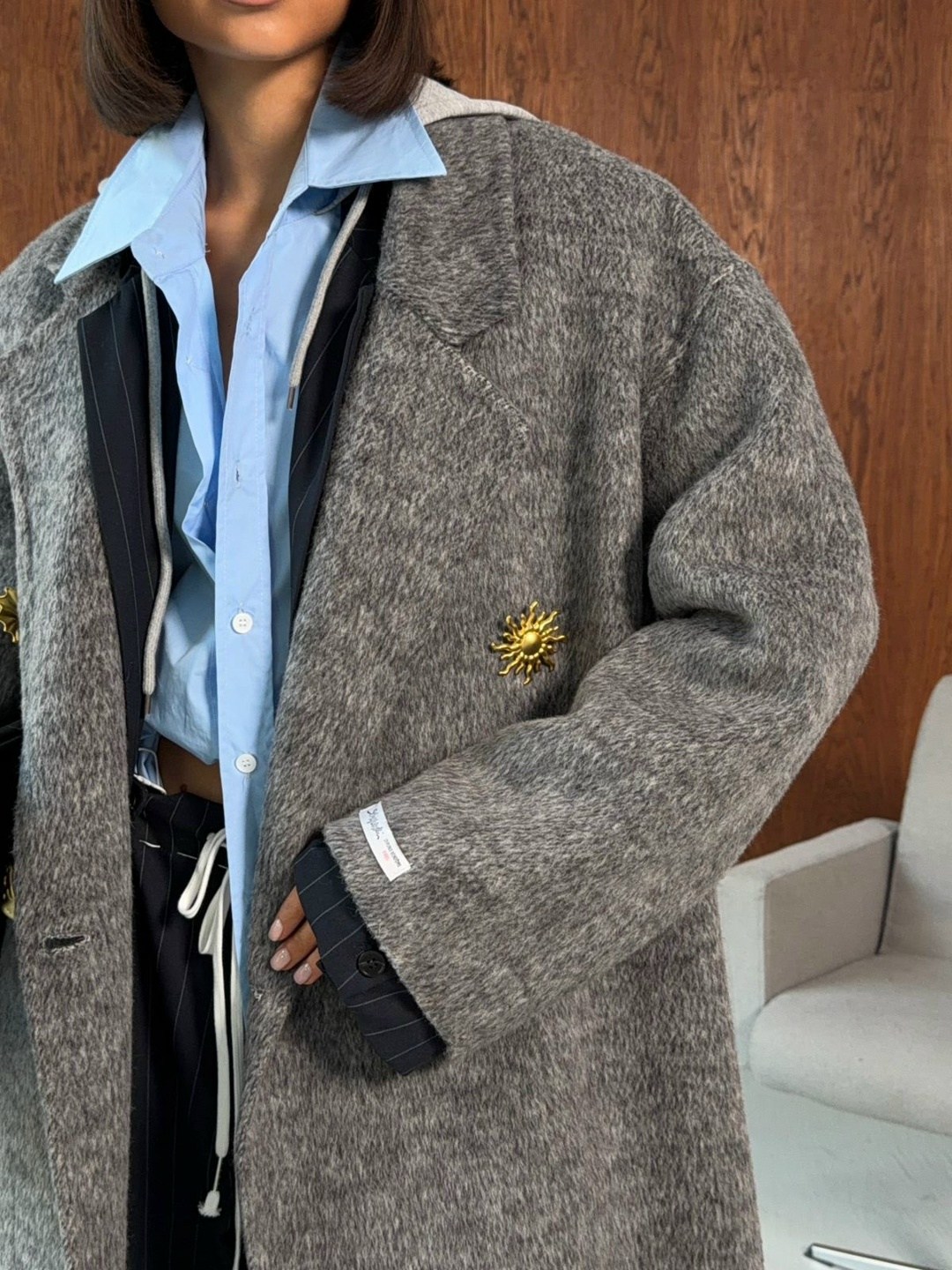 стильное пальто,модное пальто,серое пальто,оверсайз пальто,длинное пальто