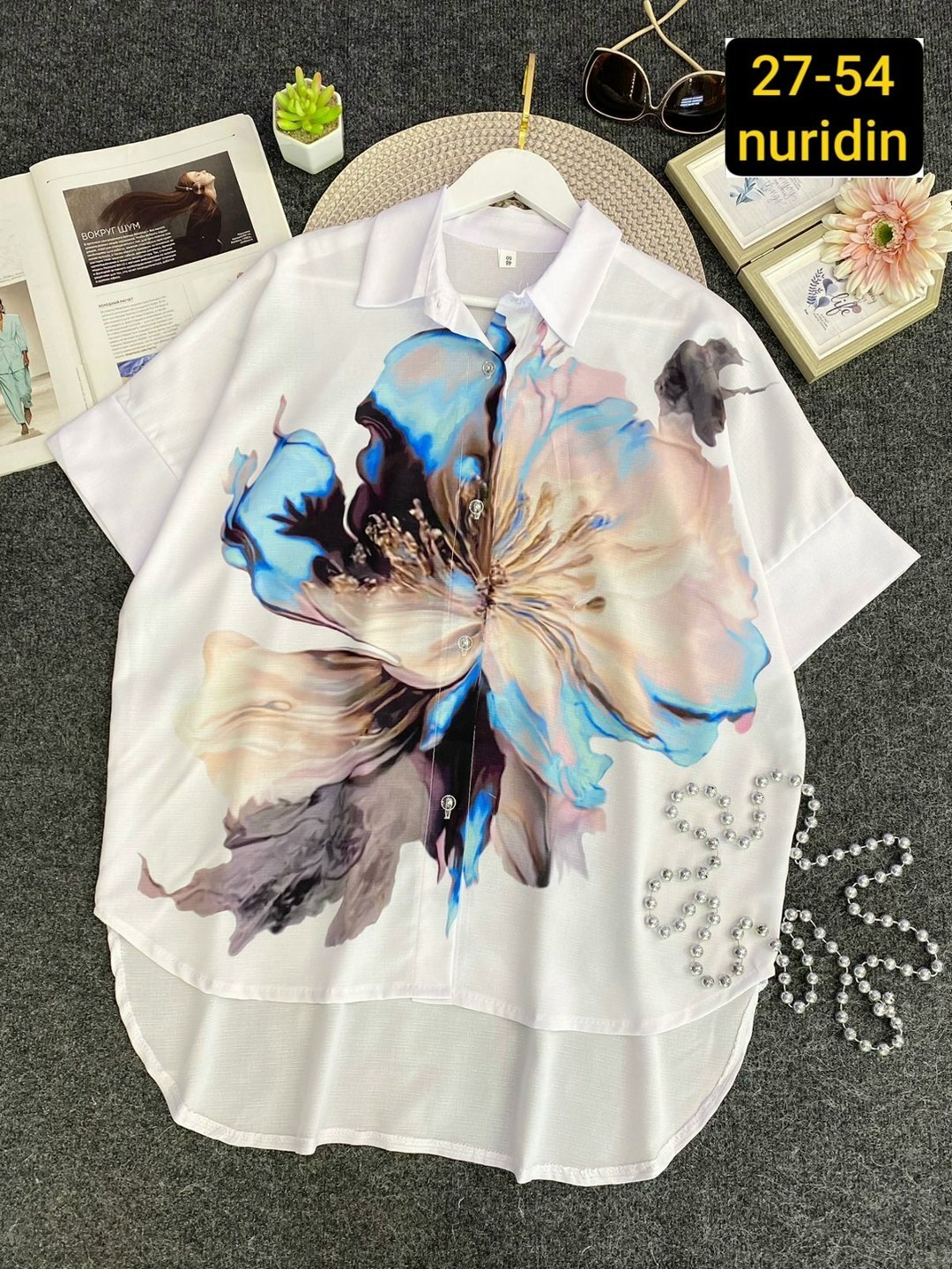 женская рубашка,костюм женский,костюм стильный,рубашка с цветком,летние костюмы