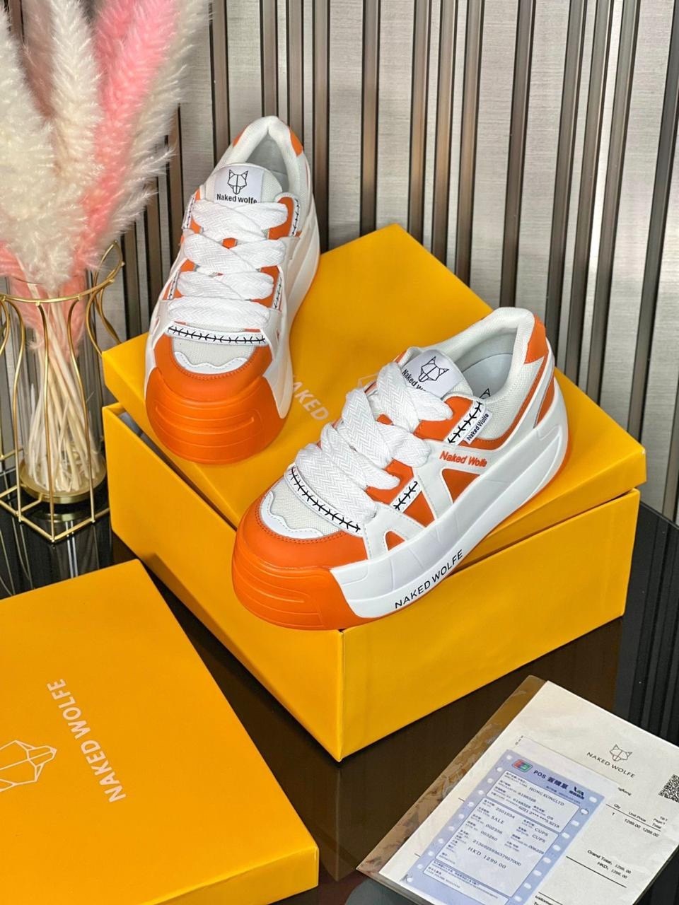 ,кроссовки женские naked wolfe,кроссовки женскиe,оранжевые кеды, женская