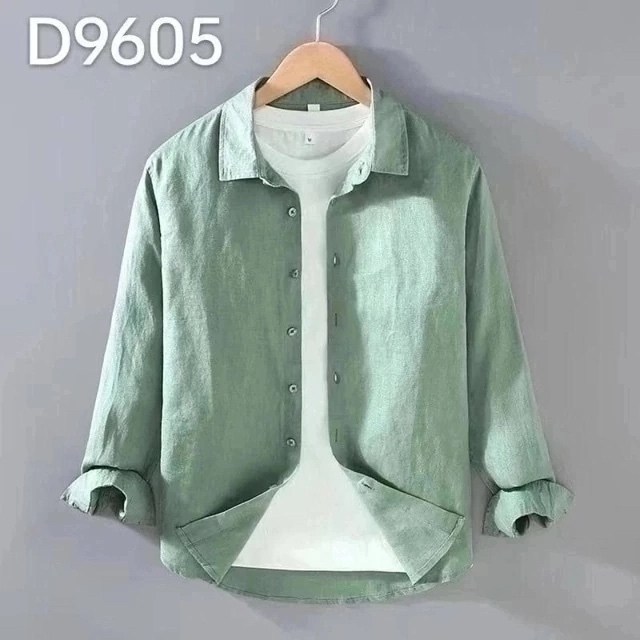 повседневная рубашка,рубашка мужская льняная,однотонная рубашка,рубашка из хлопка и льна,повседневная рубашка из хлопка