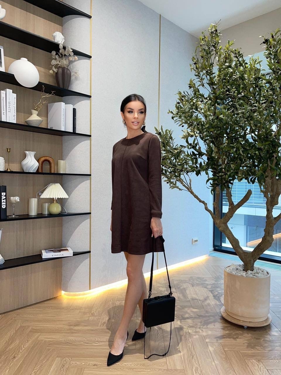 платье из искусственной замши,платье из замши,женское платье из замши,женское платье короткое замшевое коричневое,замшевое платье