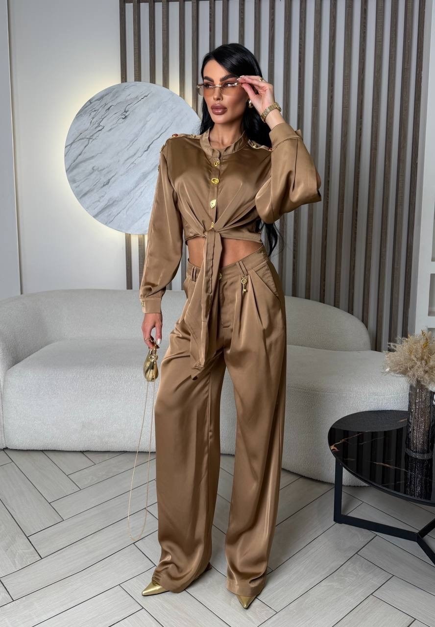 брючный атласный костюм,атласный костюм,атласный костюм вечерний,шелковый костюм,костюм брючный