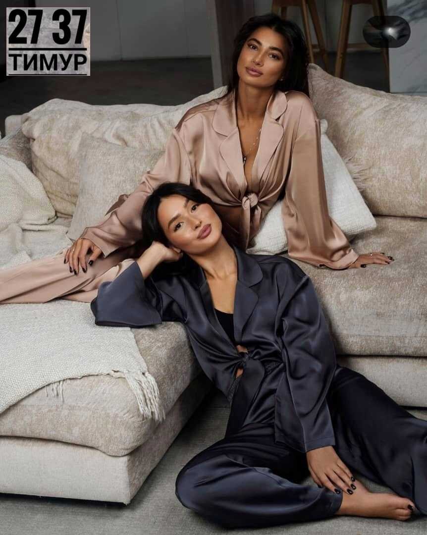 шелковый костюм в пижамном стиле,костюм в пижамном стиле из премиального шелка черный,комплект домашний женский queenderwear zhadi серый m,атласный костюм женский в пижамном стиле,пижама со штанами ше