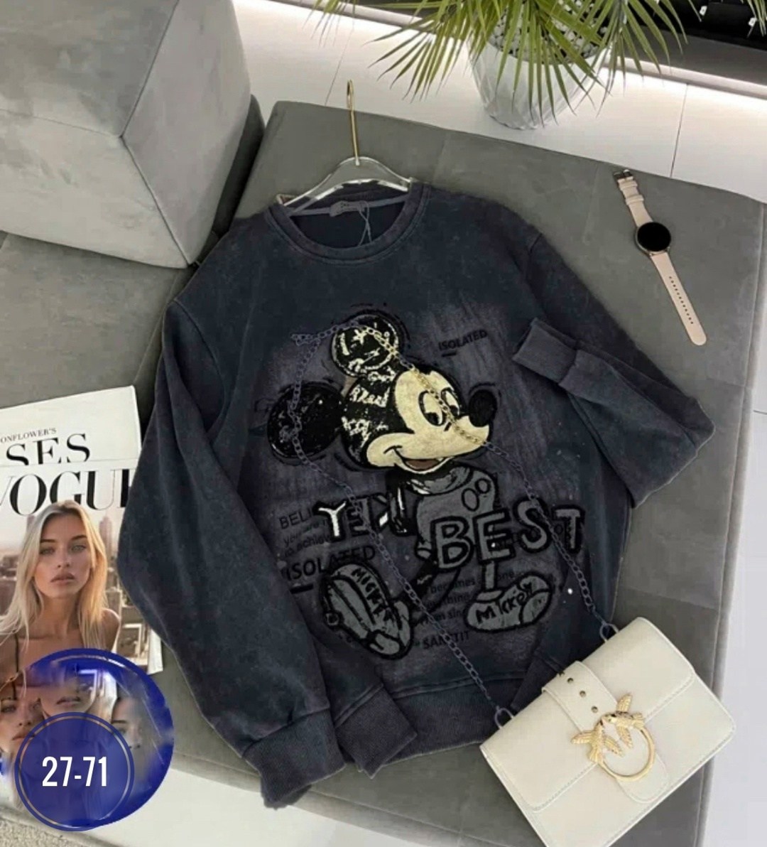 свитшот женский,кофты молодежные,женская кофта,свитшот розовый,свитшот оверсайз с принтом "микки маус"