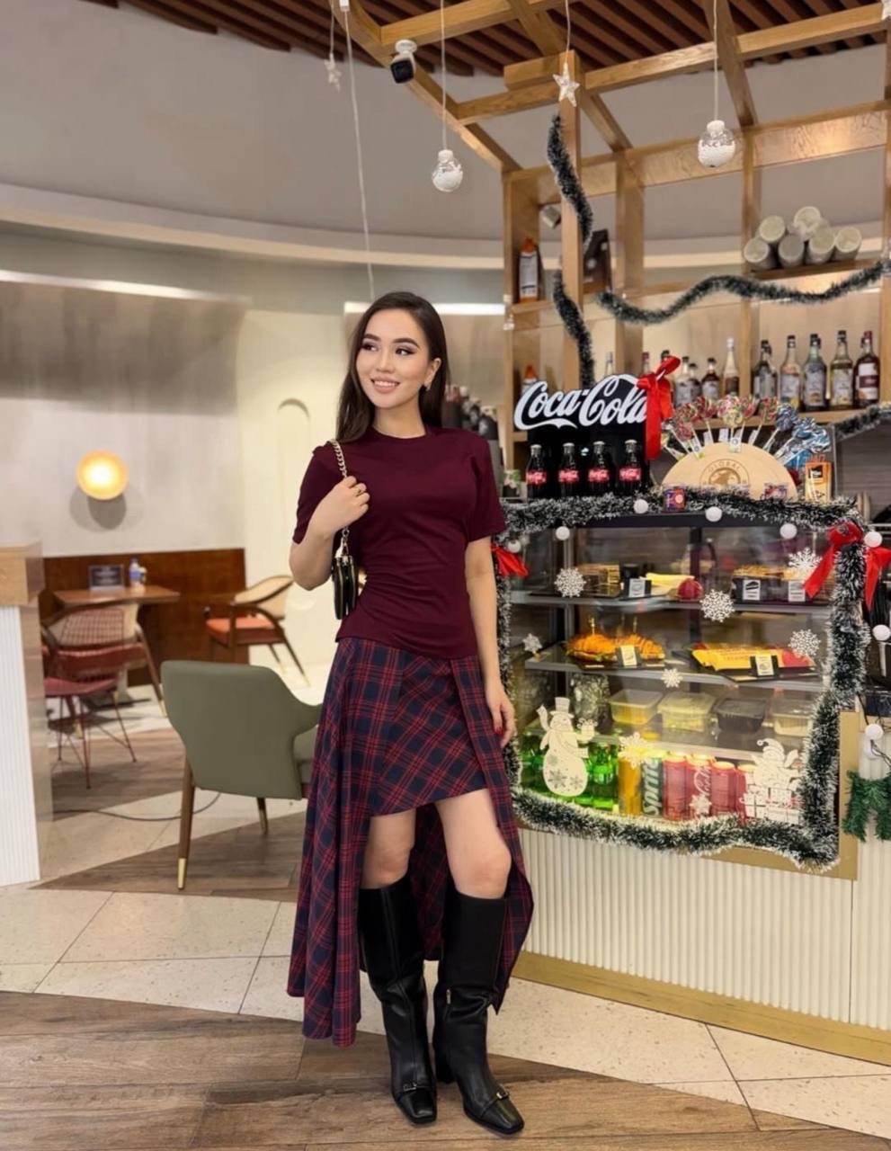 юбка в клетку,юбка в клетку трикотажная офисная dzharstyle,юбка,длинная юбка в клетку,длинная шерстяная юбка