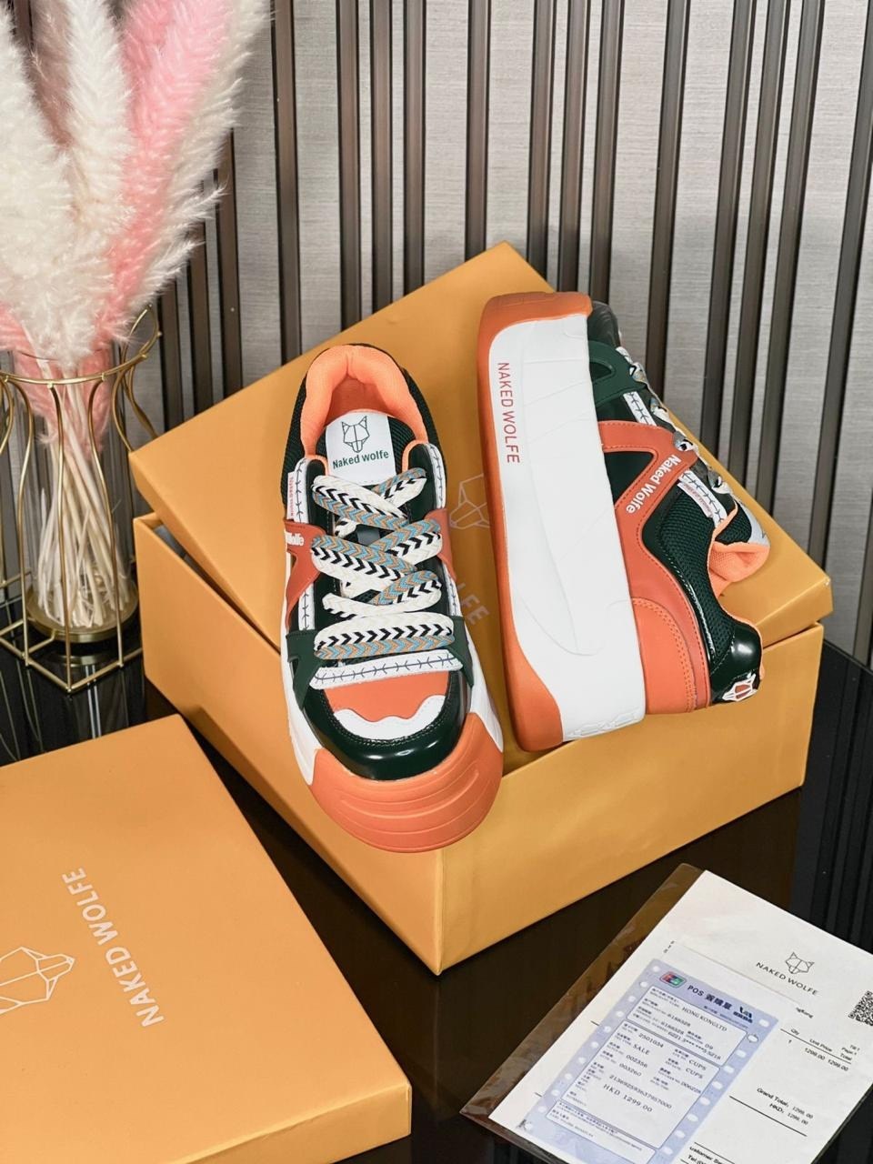 ,кроссовки женские naked wolfe,кроссовки женскиe,оранжевые кеды, женская