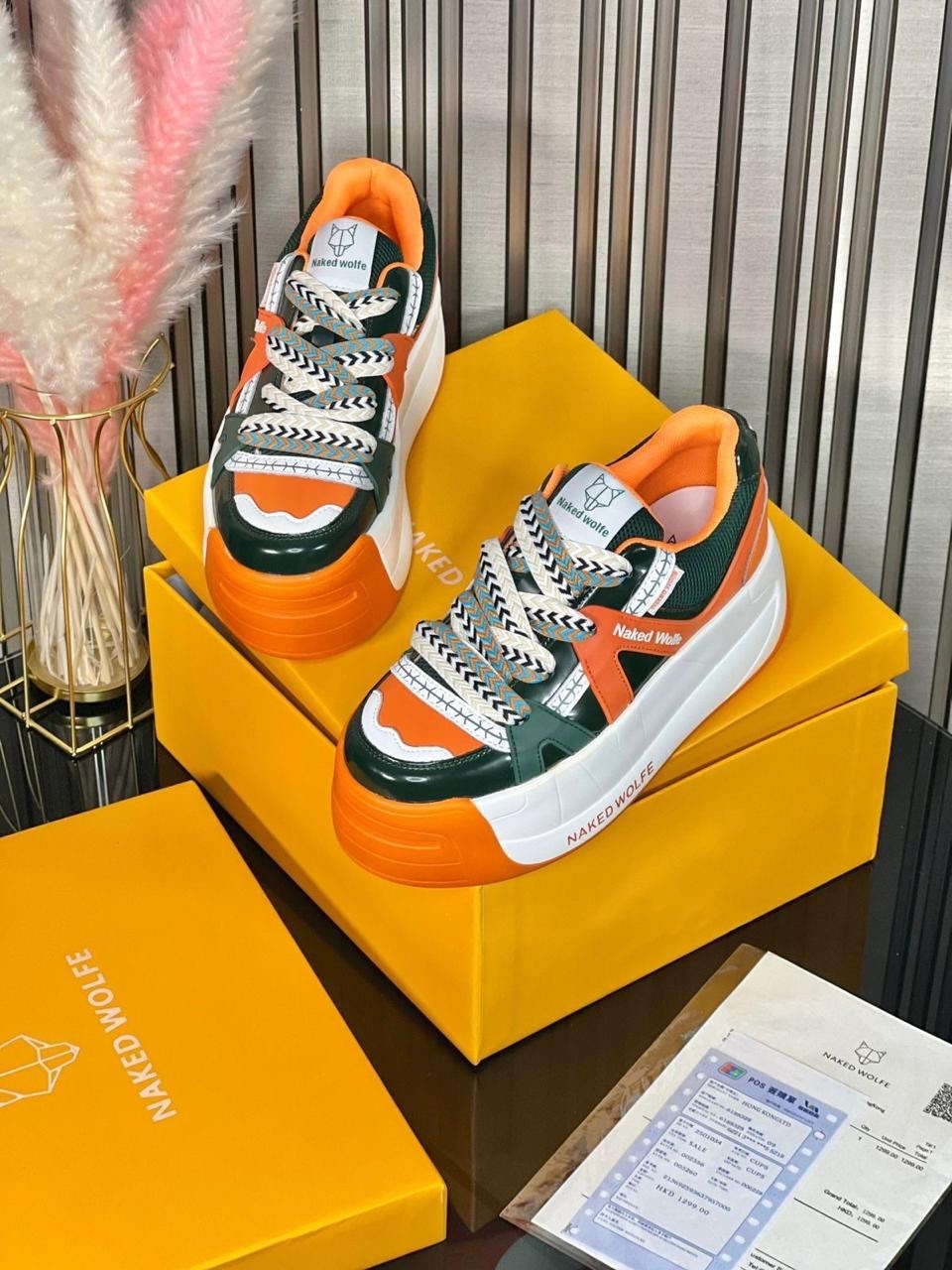 ,кроссовки женские naked wolfe,кроссовки женскиe,оранжевые кеды, женская