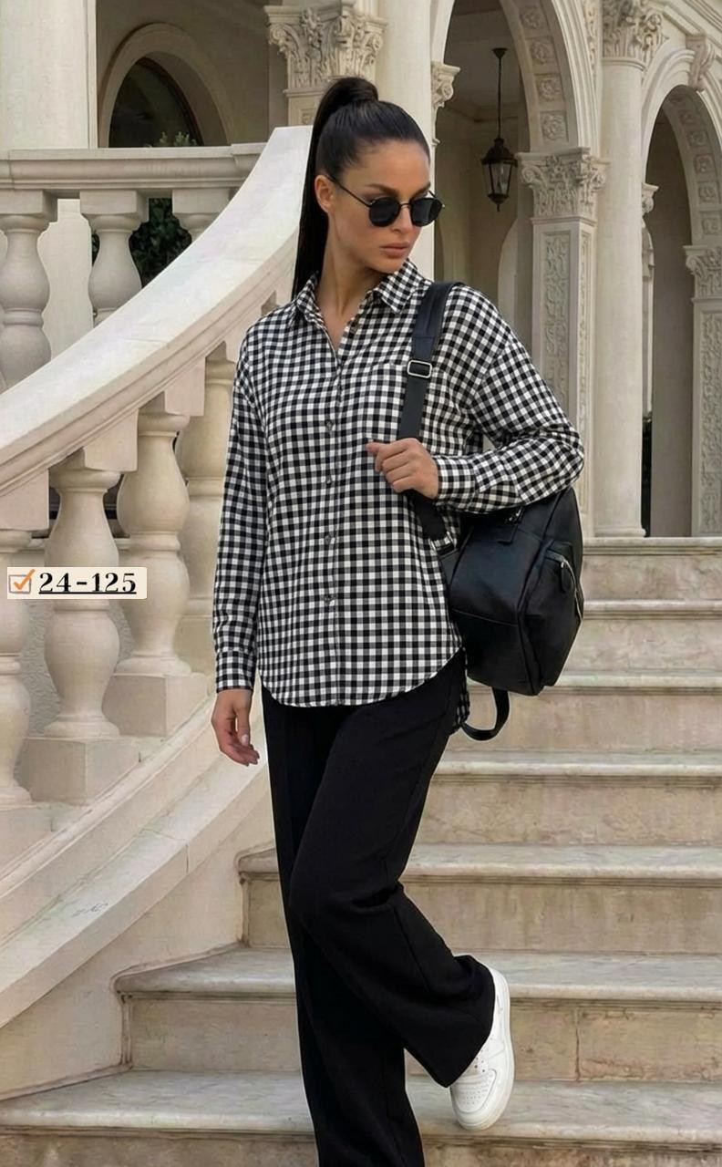 женская клетчатая рубашка из полиэстера,рубашка в клетку женская,рубашка оверсайз в клетку,женская рубашка,рубашка клетчатая