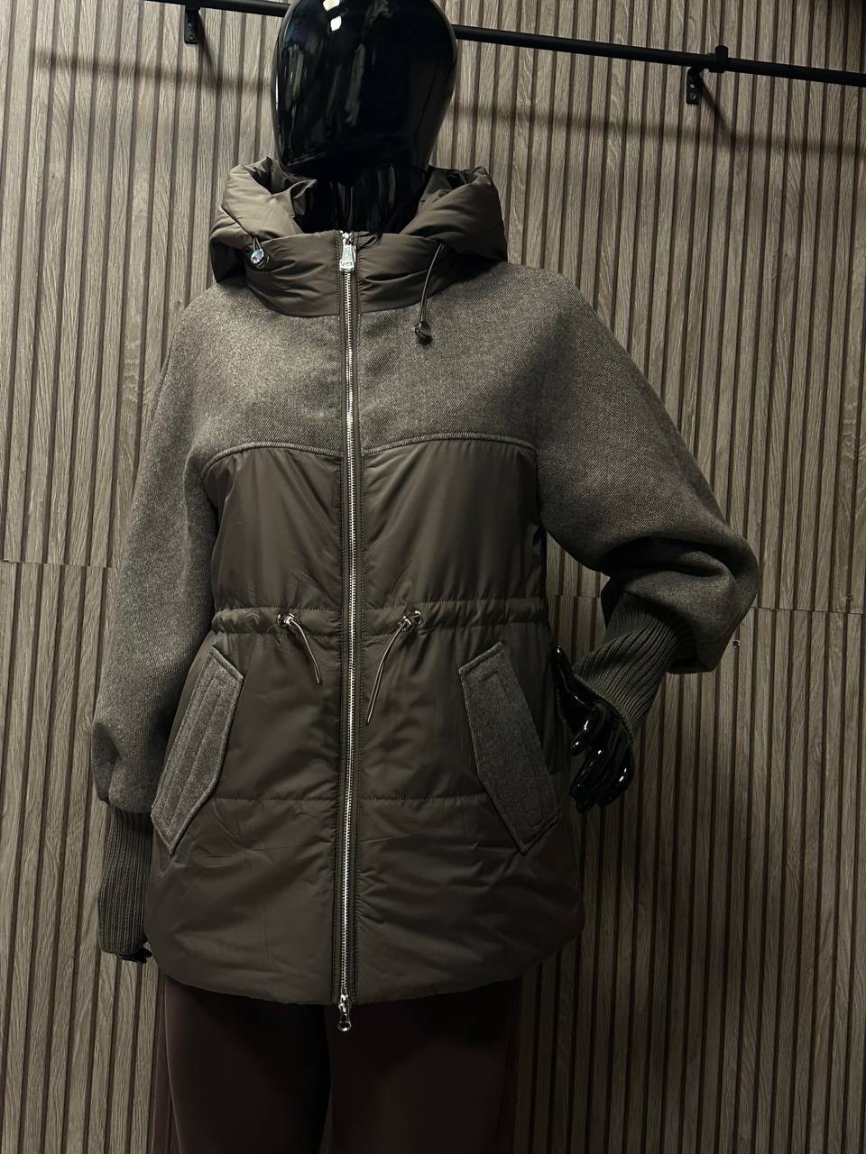 куртка shetti 2100 графит,куртка женская,комбинированные куртки,куртка комбинированная,зимний пуховик pang million серого цвета комбинированный