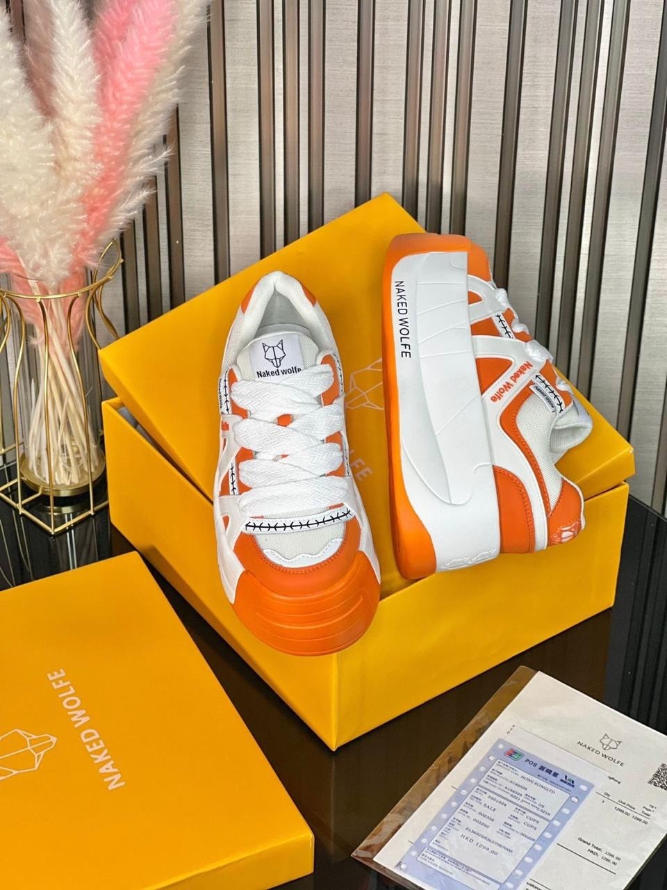 ,кроссовки женские naked wolfe,кроссовки женскиe,оранжевые кеды, женская