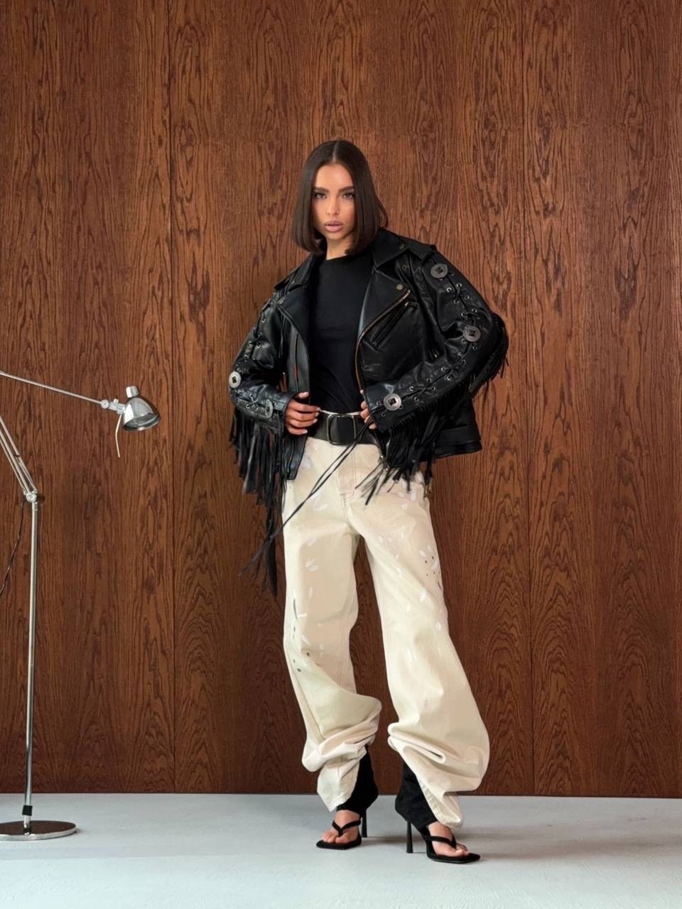 куртка кожаная,куртка косуха,косуха оверсайз,косуха с бахромой