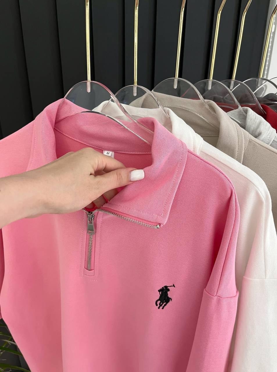 женская кофта,polo ralph lauren толстовка с воротником на молнии розовый,кофта розовая,,кофта кашемир