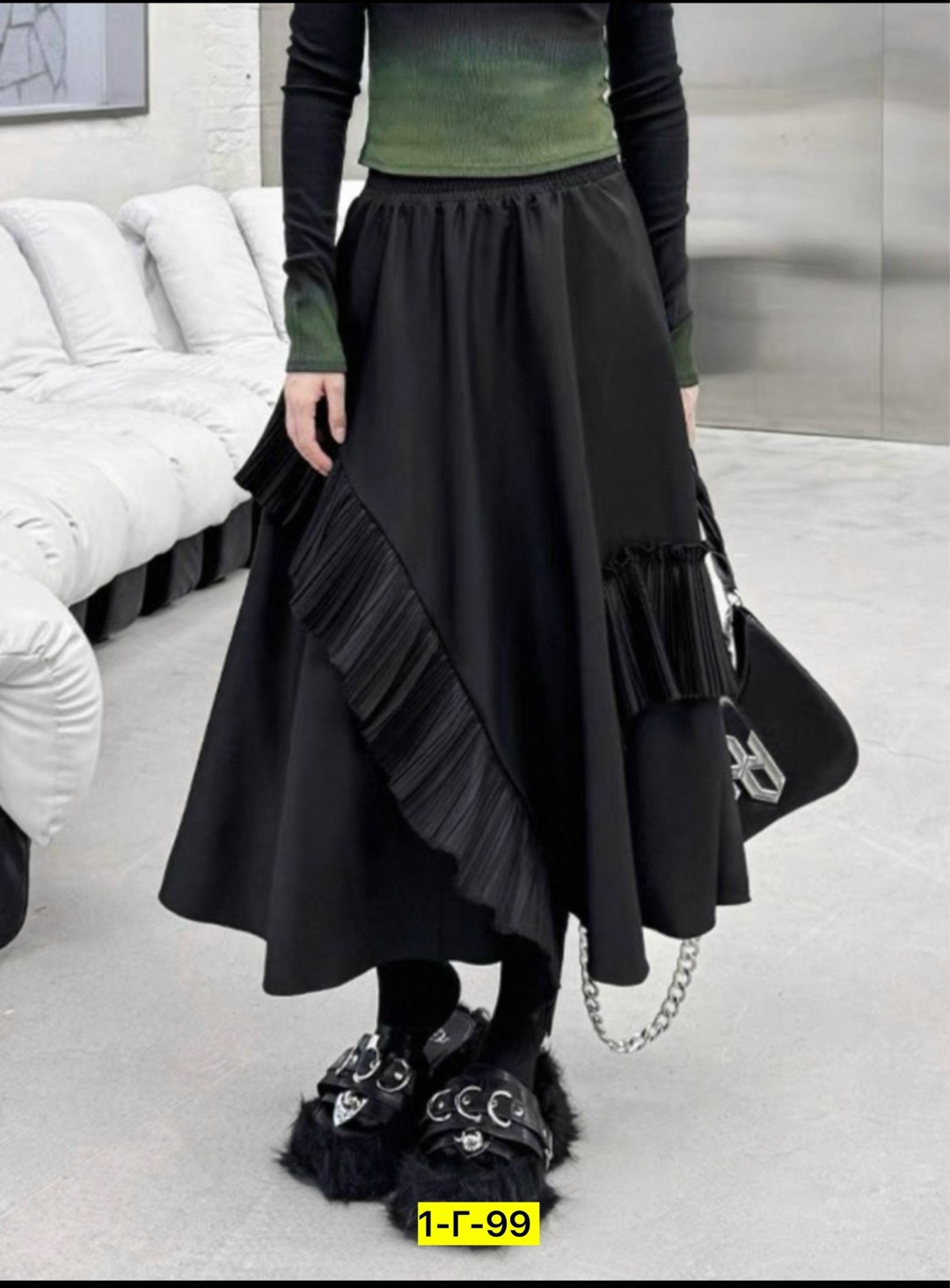 юбка средней длины,юбка с оборками,юбка,длинная юбка,женская длинная юбка