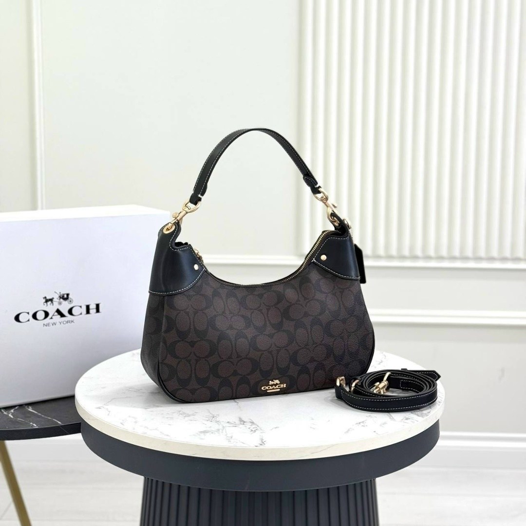 сумка coach,coach сумка женская,сумка женская coach из кожи,сумка coach через плечо,сумка-хобо тери coach золотой/коричневый/черный