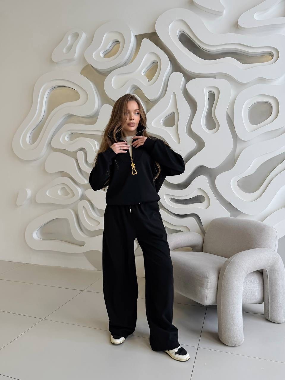 костюм с брюками,костюм женский,брючный костюм,спортивный женский костюм худи брюки клеш широкие sira petrosyan,трикотажные костюмы