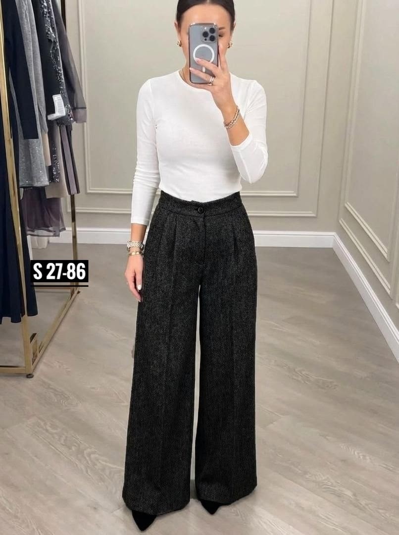 брюки палаццо kiazo размер 42 серый,женские брюки палаццо теплые серые 3184,женские брюки палаццо теплые серые,брюки теплые классические прямые палаццо,брюки палаццо