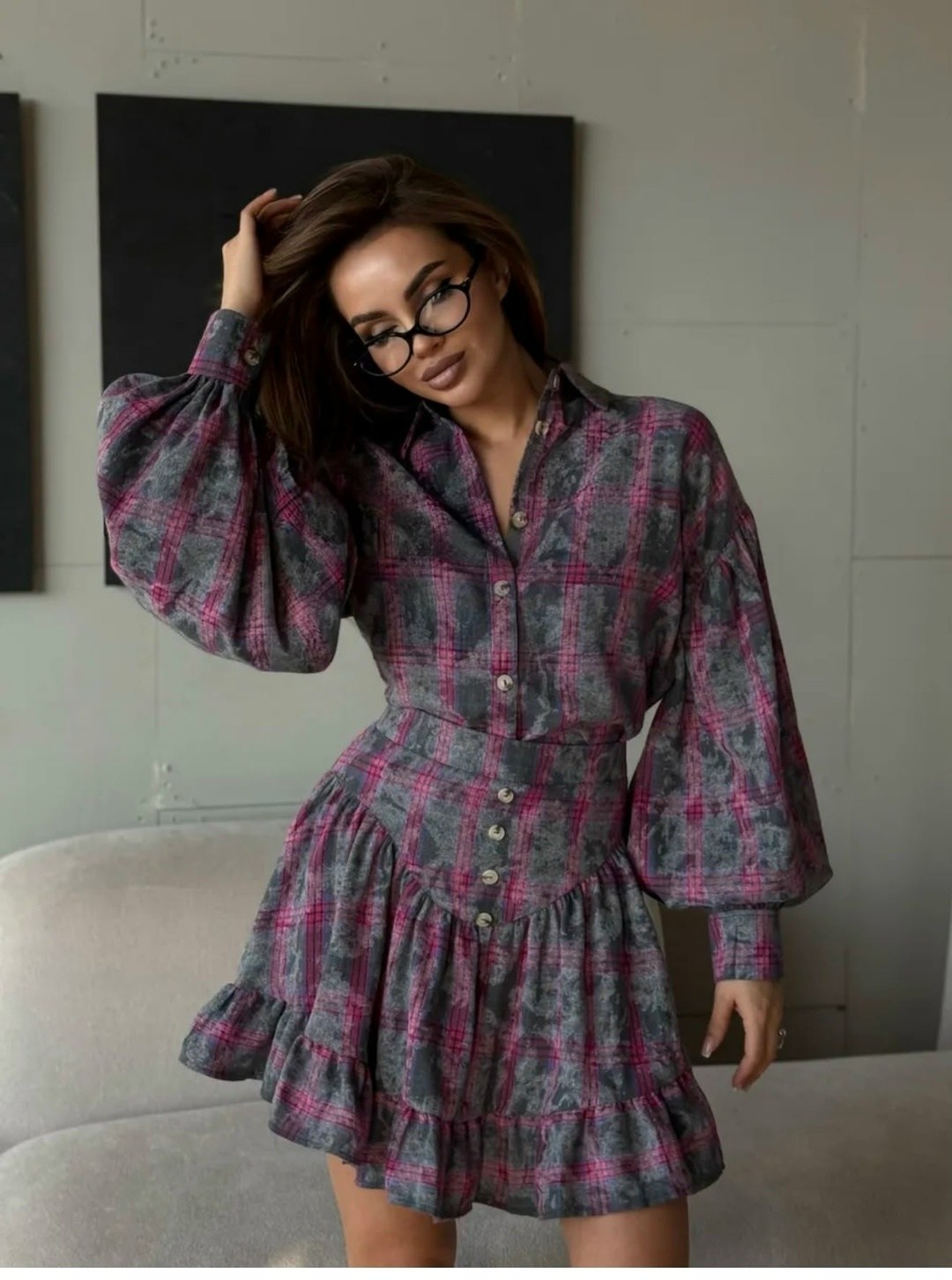 костюм рубашка с юбкой,костюм в клетку,костюм юбка с рубашкой в клетку,костюм и юбка,рубашка с юбкой